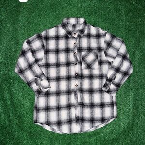 Black and White Plaid Button-Up Shirt